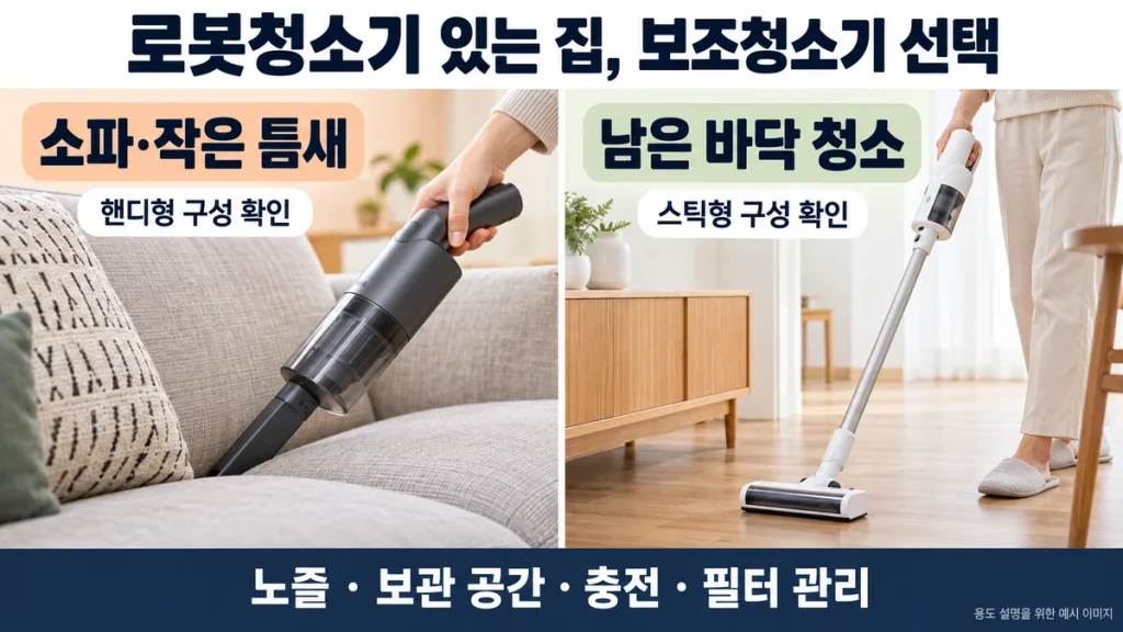 로봇청소기 있는 집 보조청소기 추천, 블랙앤데커 핸디형·홈리아 스틱형 비교