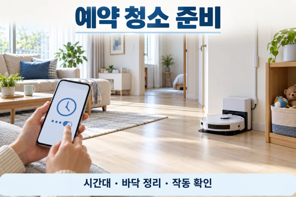 로봇청소기 예약 청소 준비, 시간대·가족 동선·작동 확인 방법