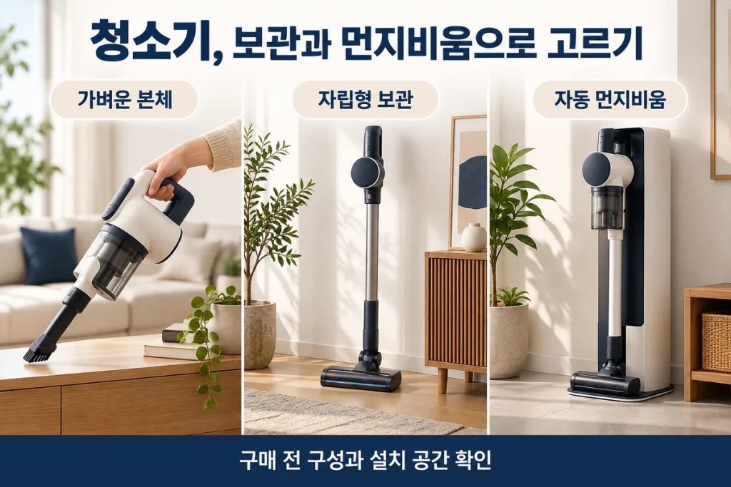 아토케어 무선청소기 3종 비교, 더 심플·하이퍼스톰·도크스톰 보관과 먼지비움 선택법